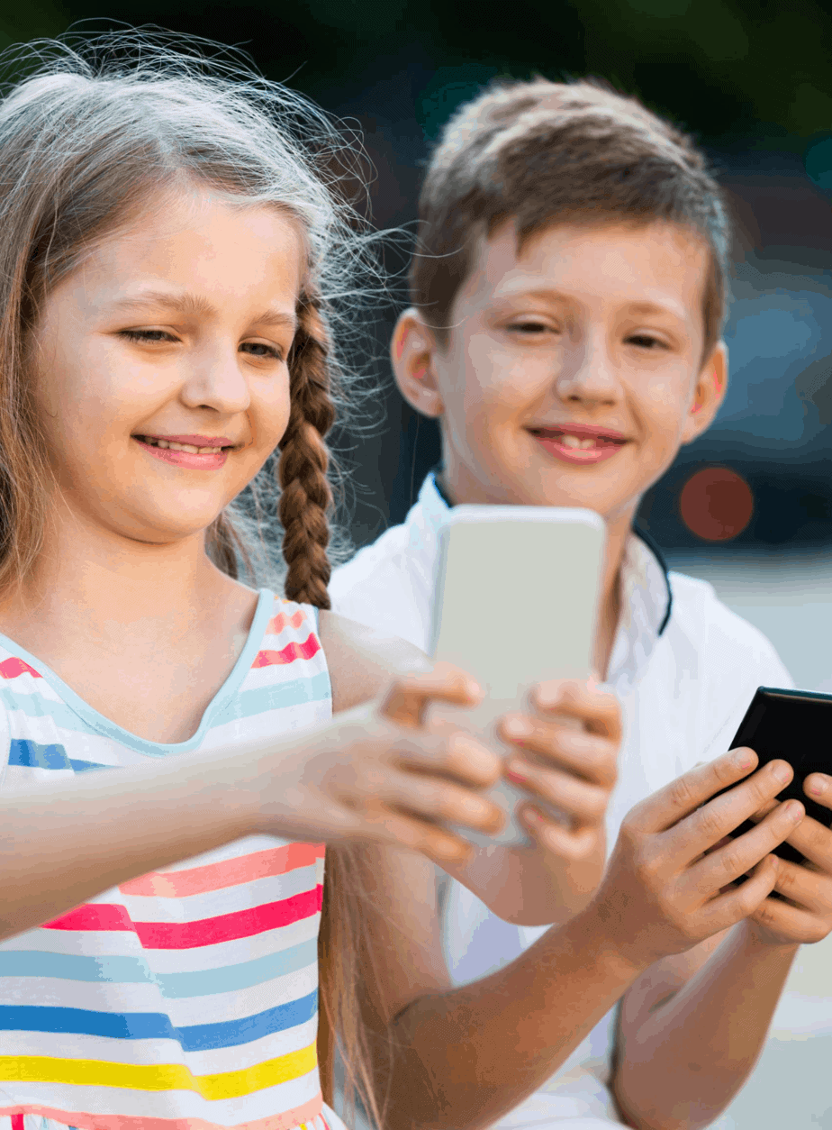Kids playing unsupervised on mobile phones